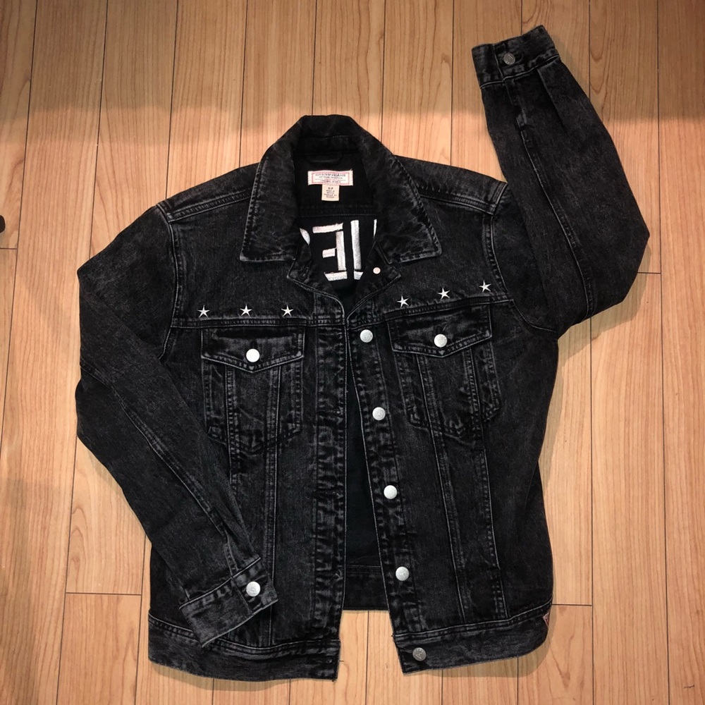 NEW GUESS JEANS OVERSIZED DENIM DARK WASH JACKET S